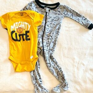 Gerber Mighty Cute Onesie and Dinosaur Footie Pajama Set - Size: 6-9 Months